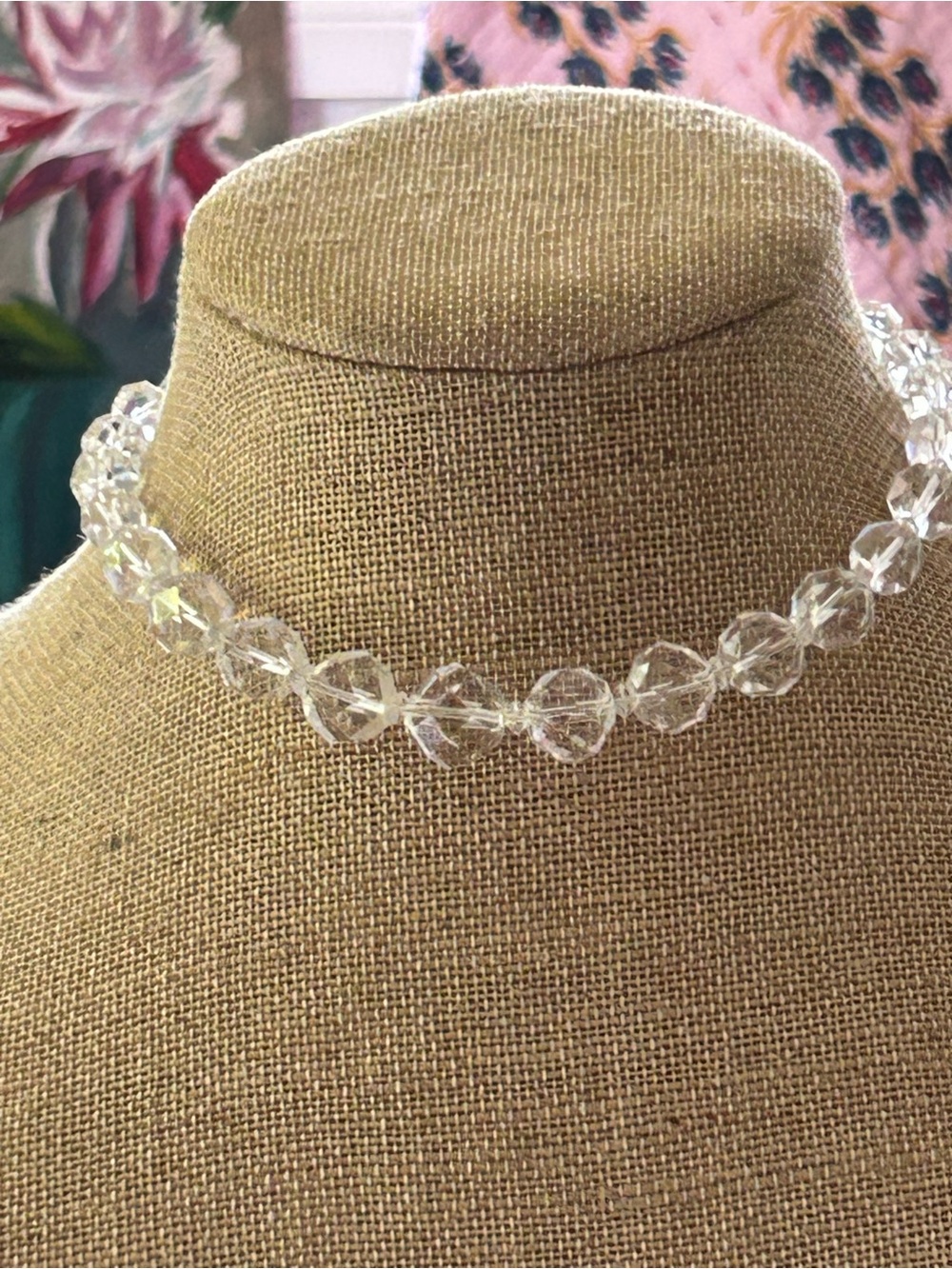 Deco vintage clear crystal choker
